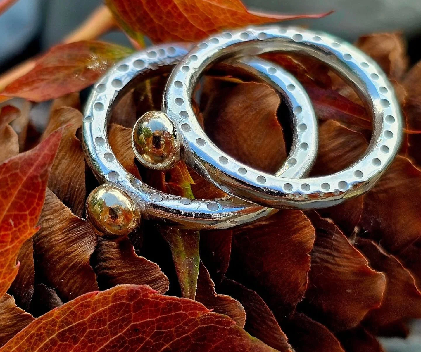 Gold and Sterling Pebble Ring