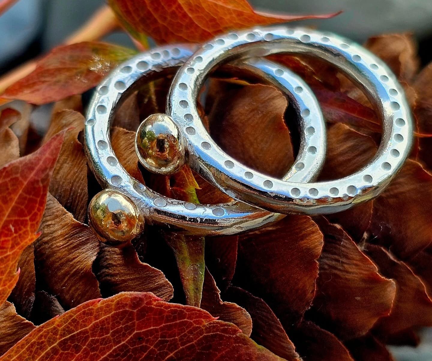 Gold and Sterling Pebble Ring