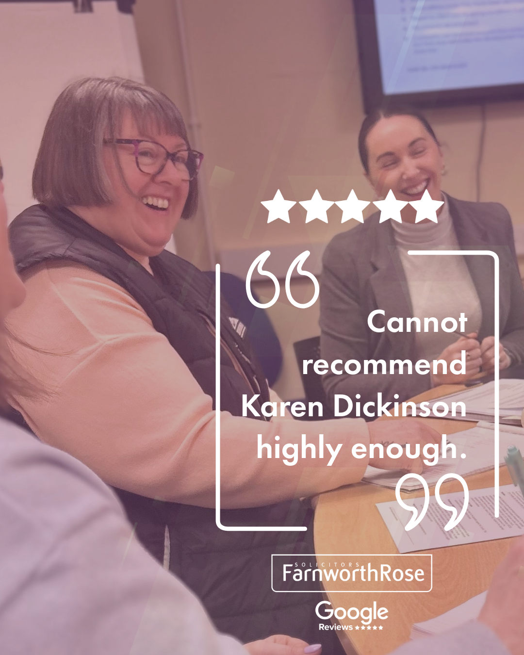 Five-star Google review — "Cannot recommend Karen Dickinson highly enough."