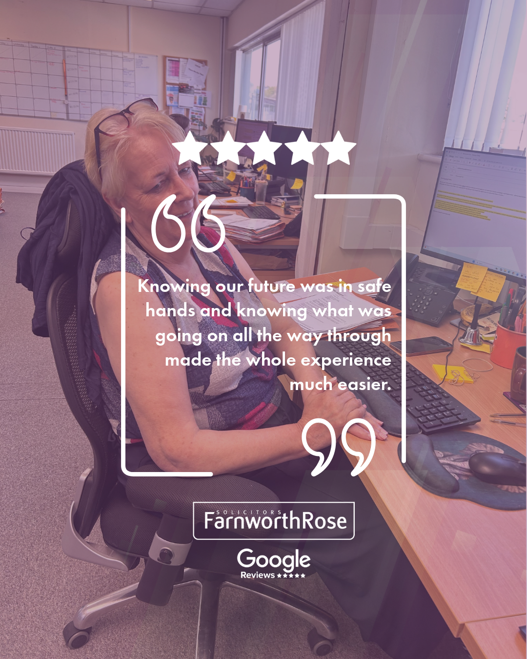 Five-star Google review — "Knowing our future was in safe hands and knowing what was going on all the way through made the whole experience much easier."