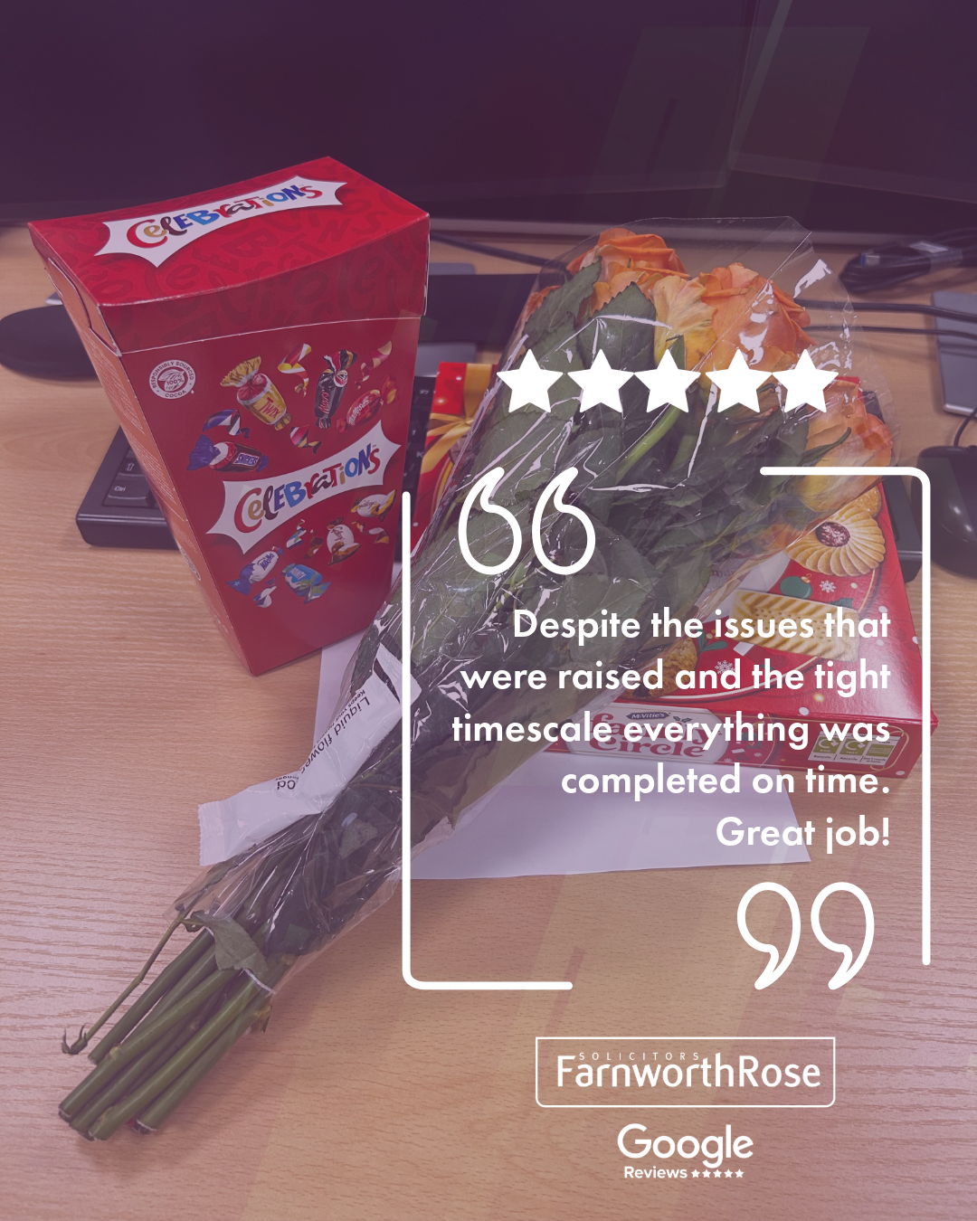 5-star Google Review - "Despite the issues that were raised and the tight timescale everything was completed on time. Great job!"