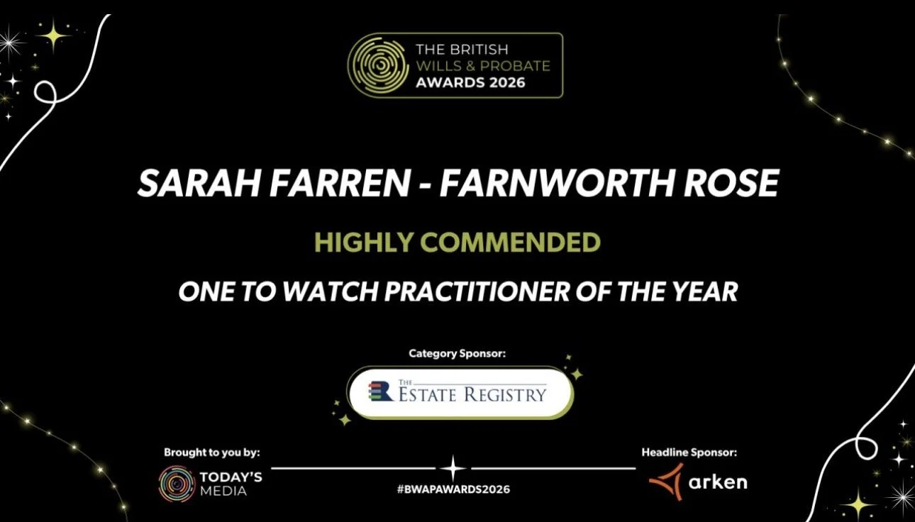 Sarah Farren Recognised at the British Wills &amp; Probate Awards 2026