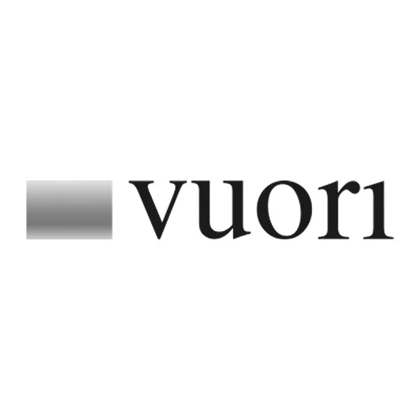 A grayscale gradient square next to the text 'vuori' in black font.