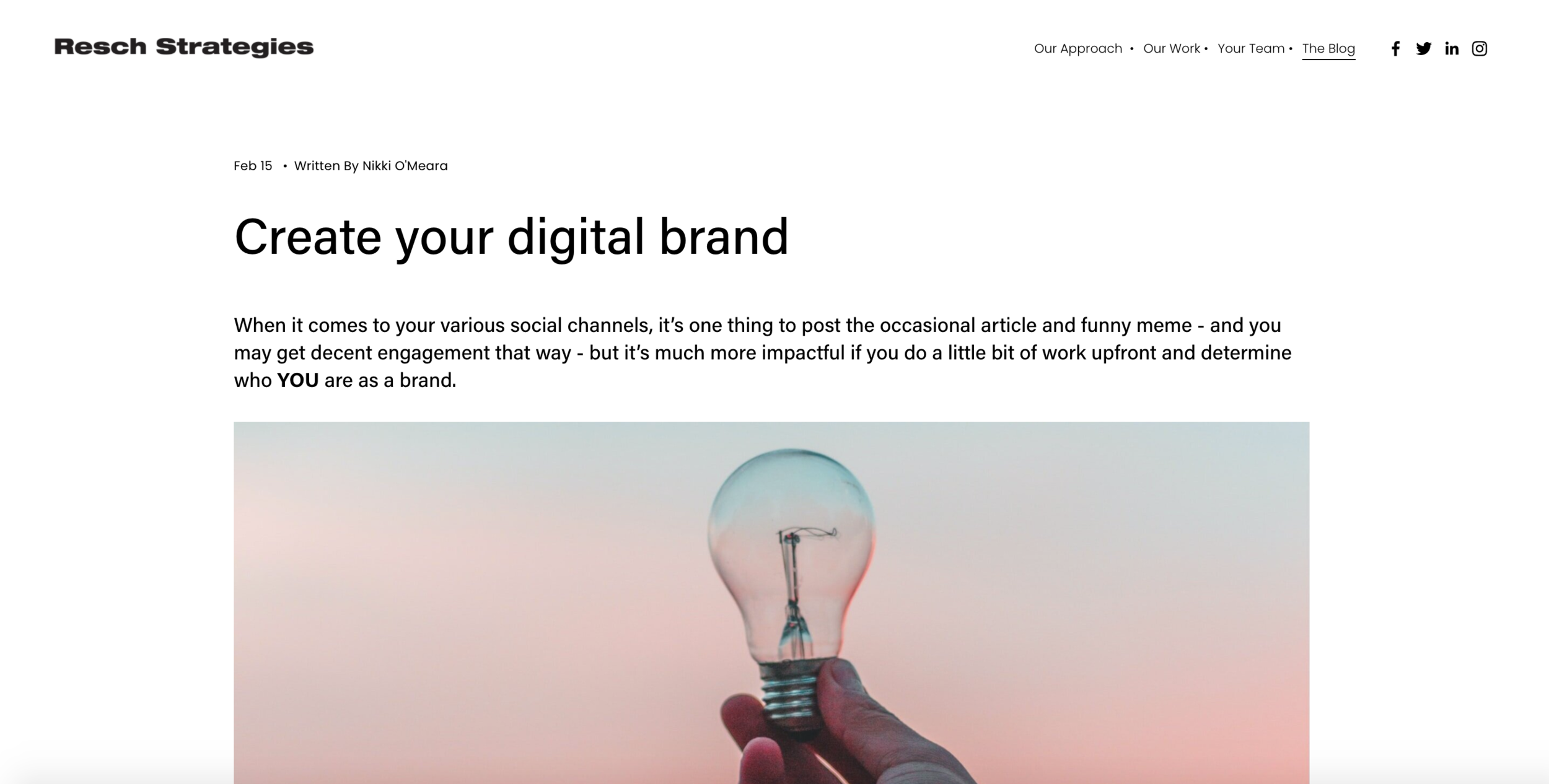 Blog Post on Resch Strategies Blog