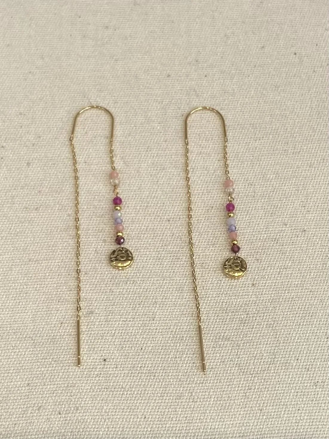 Boucles-d'oreilles chaine perlée et acier