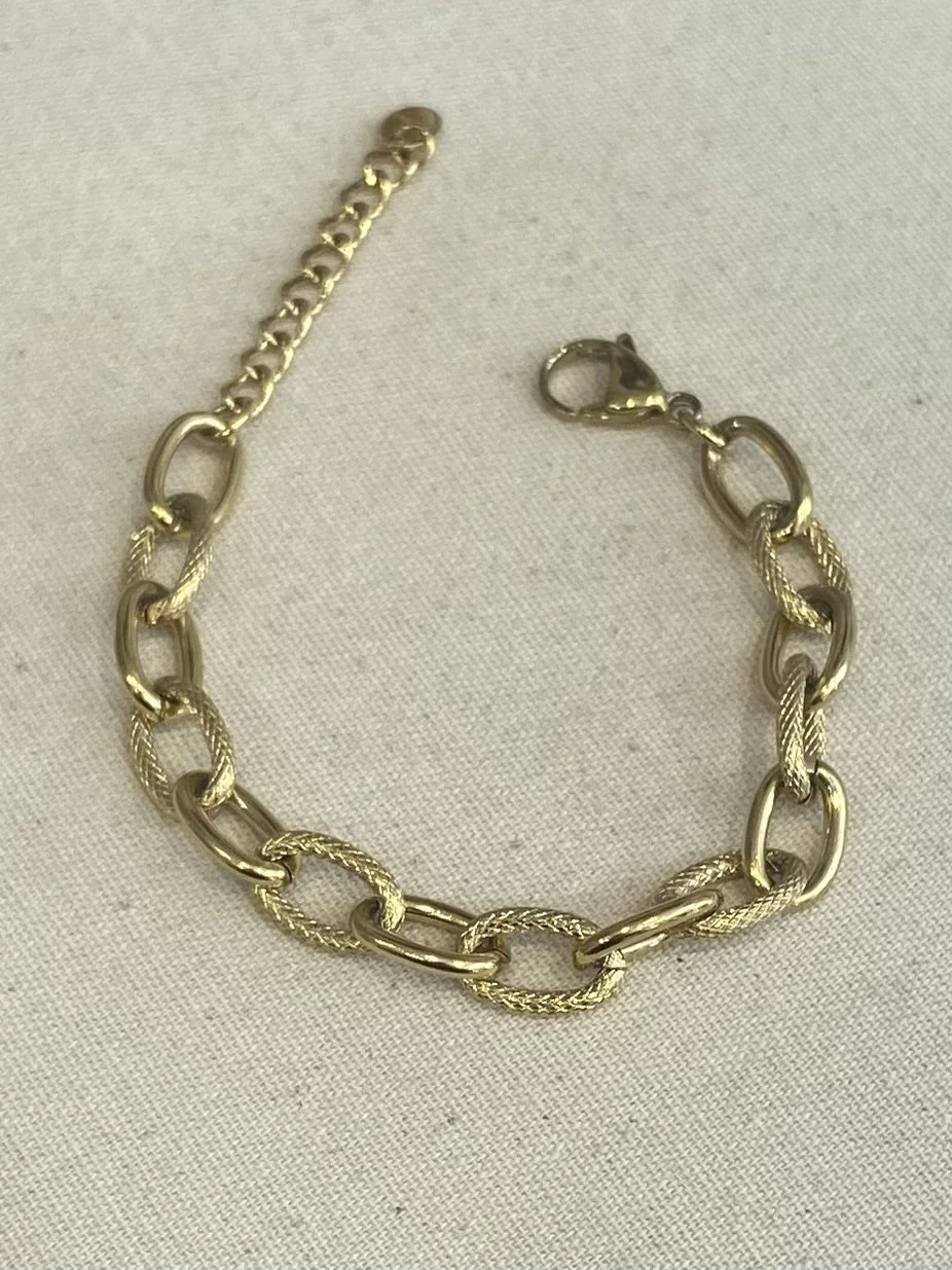 Bracelet chaîne grosse maille en acier