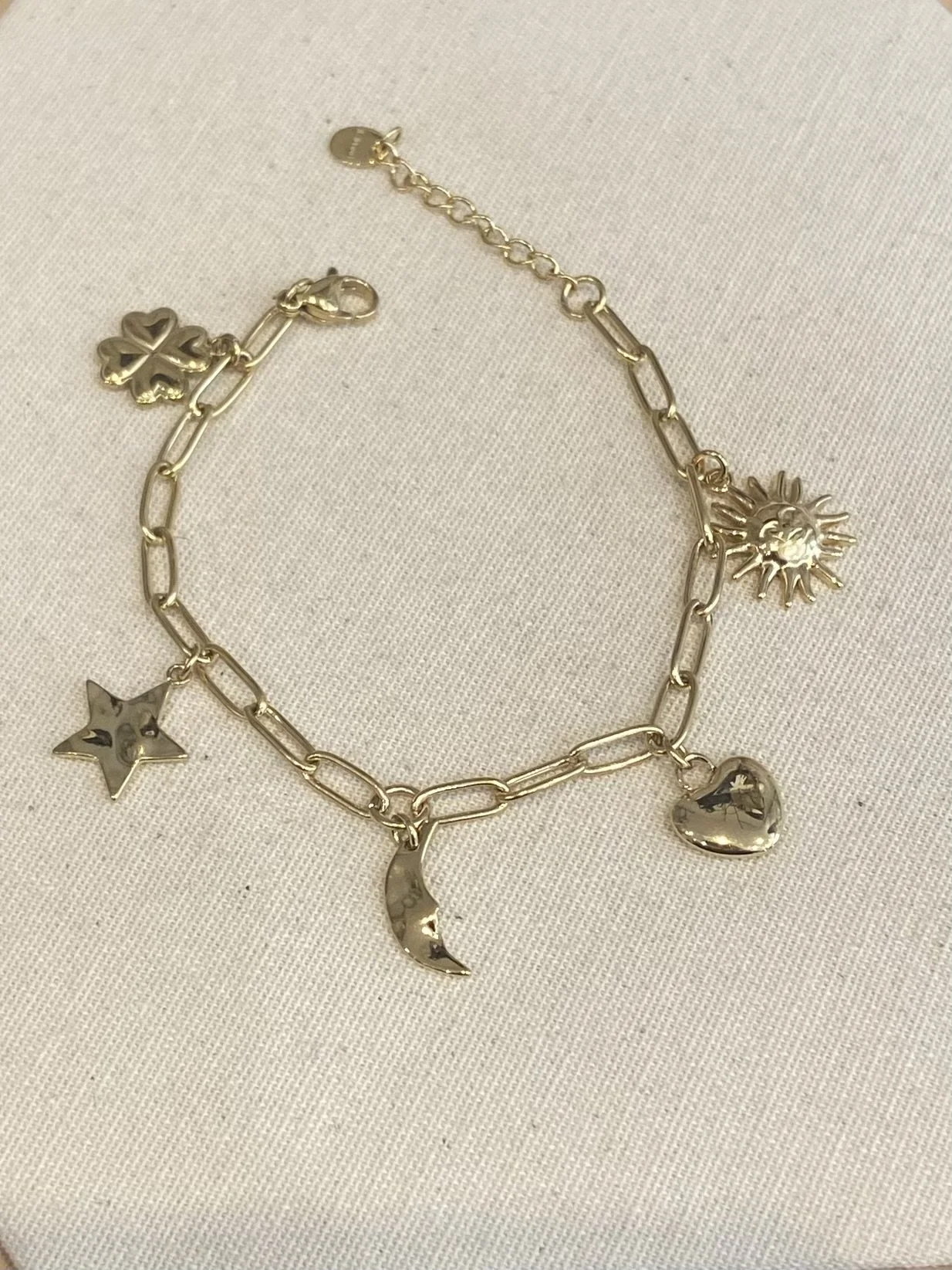 Bracelet breloques lune et soleil en acier