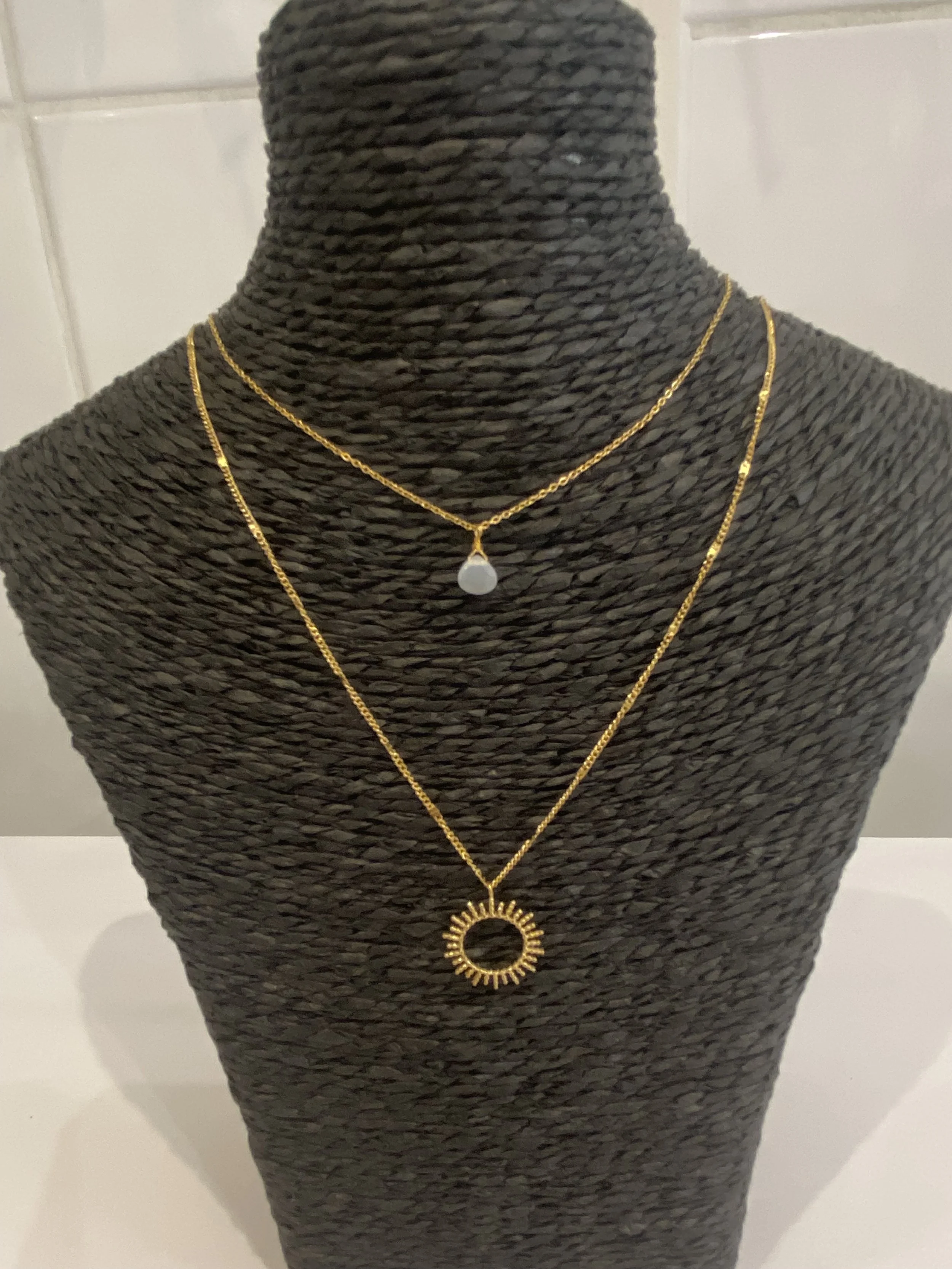 Collier 2 rangs soleil en acier