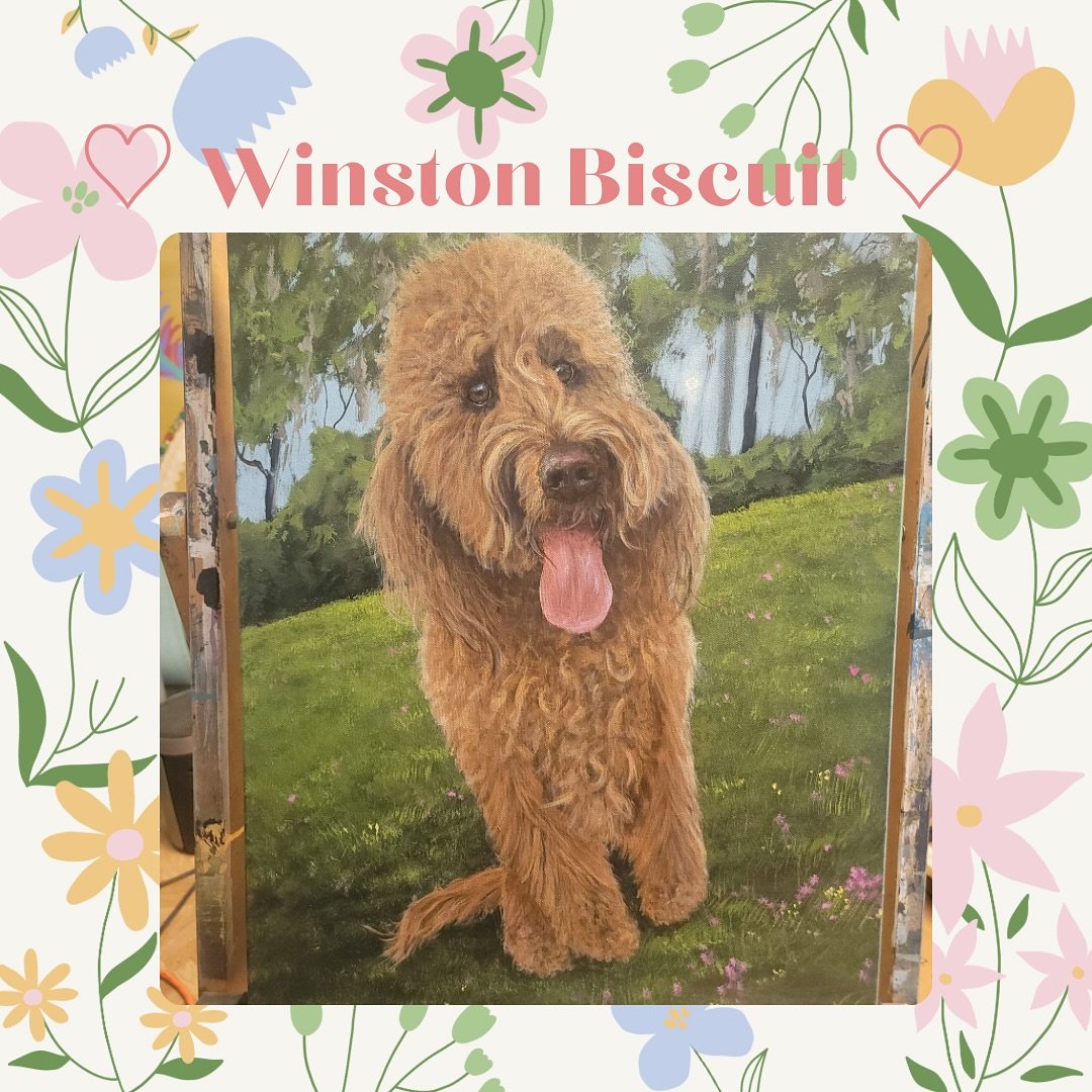 Winston Biscuit will forever be loved and missed by his buddies here at Jazz&rsquo;s. Our very own @brushartbynoel captured Winston&rsquo;s sweet nature perfectly in this painting. We love you Biscuit! ❤️&zwj;🩹🐶🪽🐾

#jazzswonderland #gainesville #