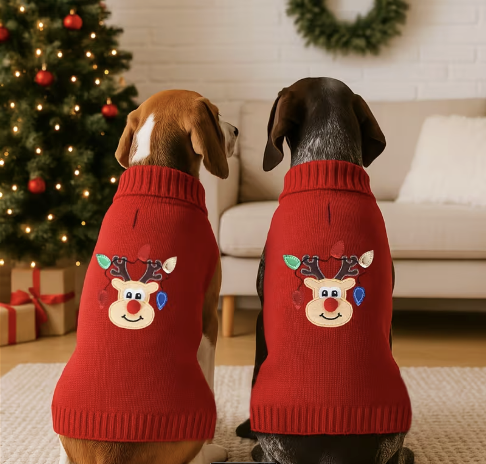 Holiday Dog Sweater – Reindeer Design