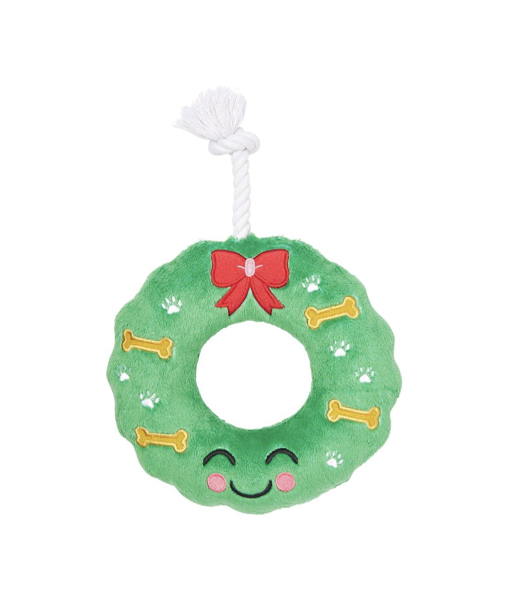 Holiday Wreath Plush Dog Toy