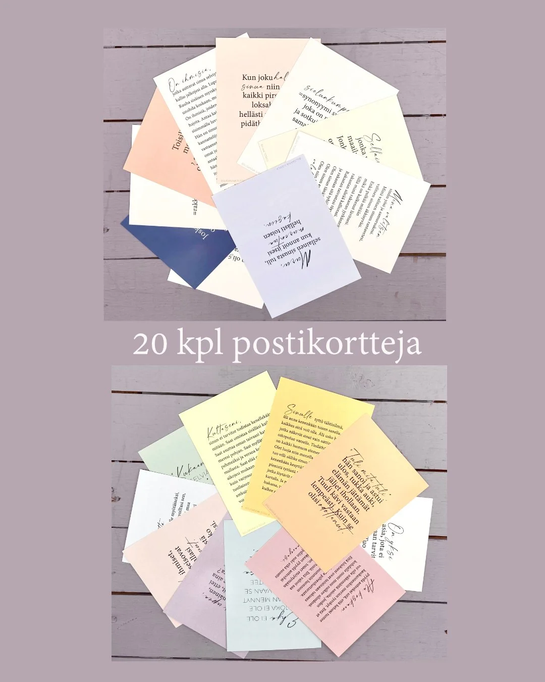 Kiitos, että rakastat + Sielun sopukoita -postikortit samassa paketissa
