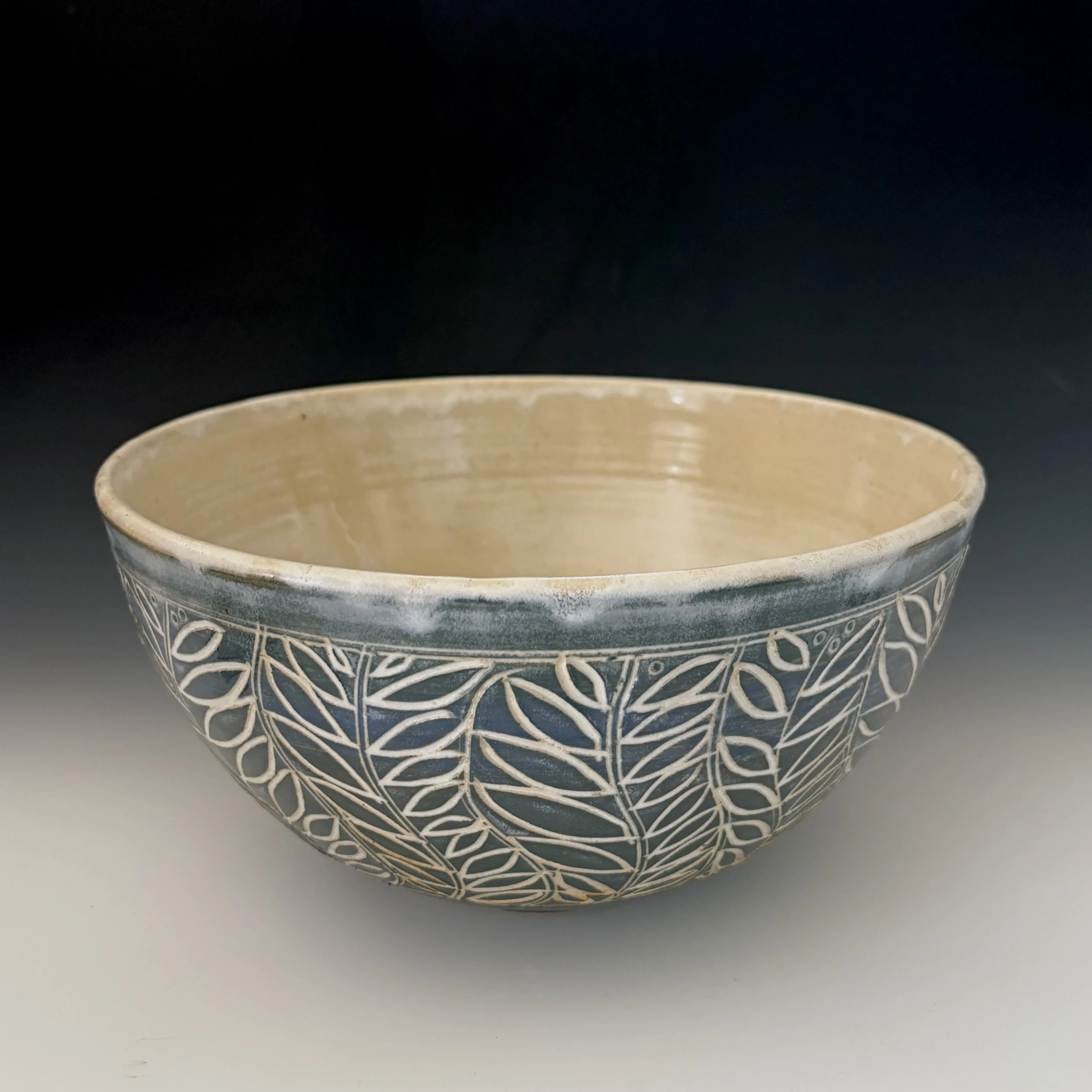Carved serving bowl; 11" diameter; $140