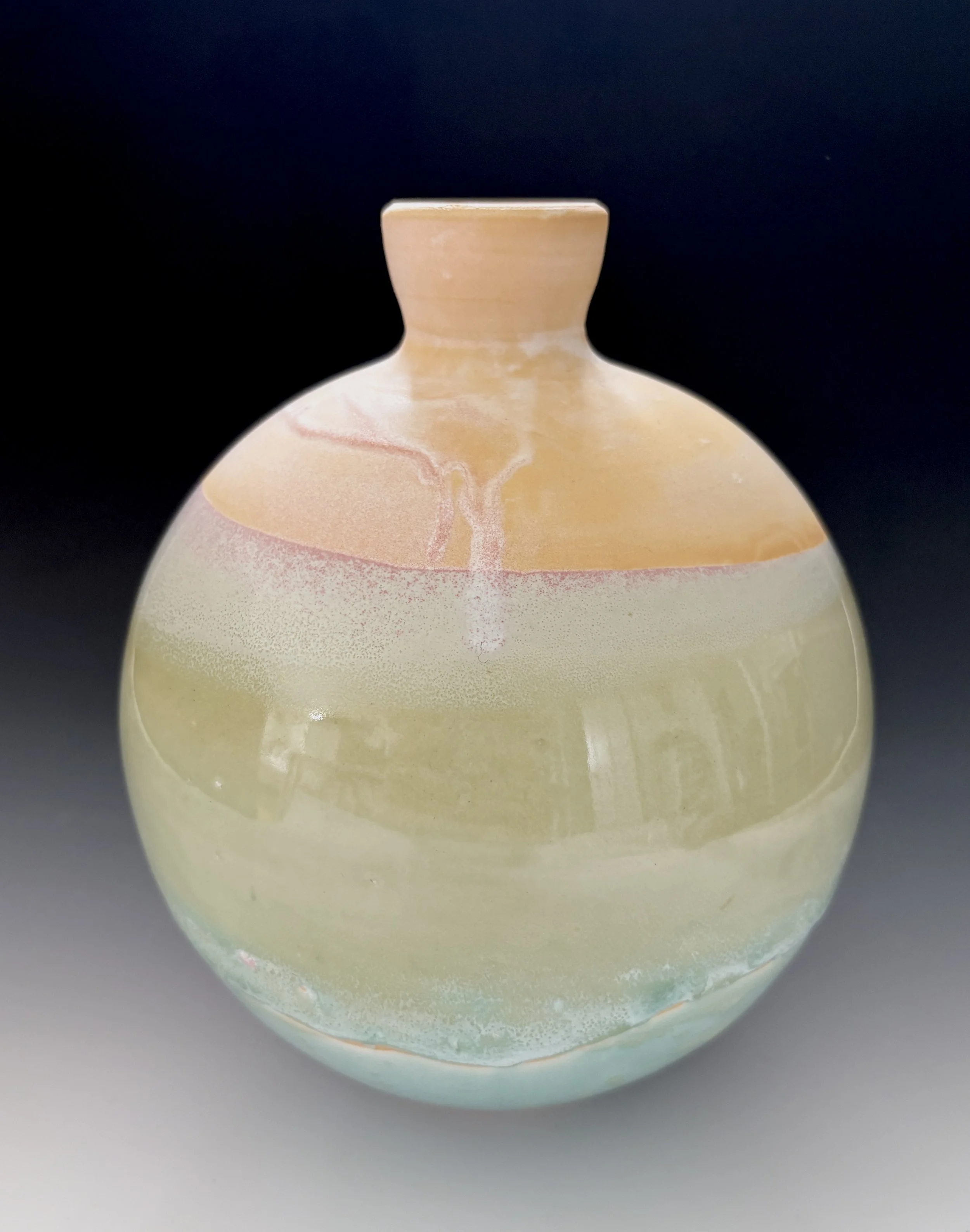 Vessel with ocean scape; 9" tall; $275