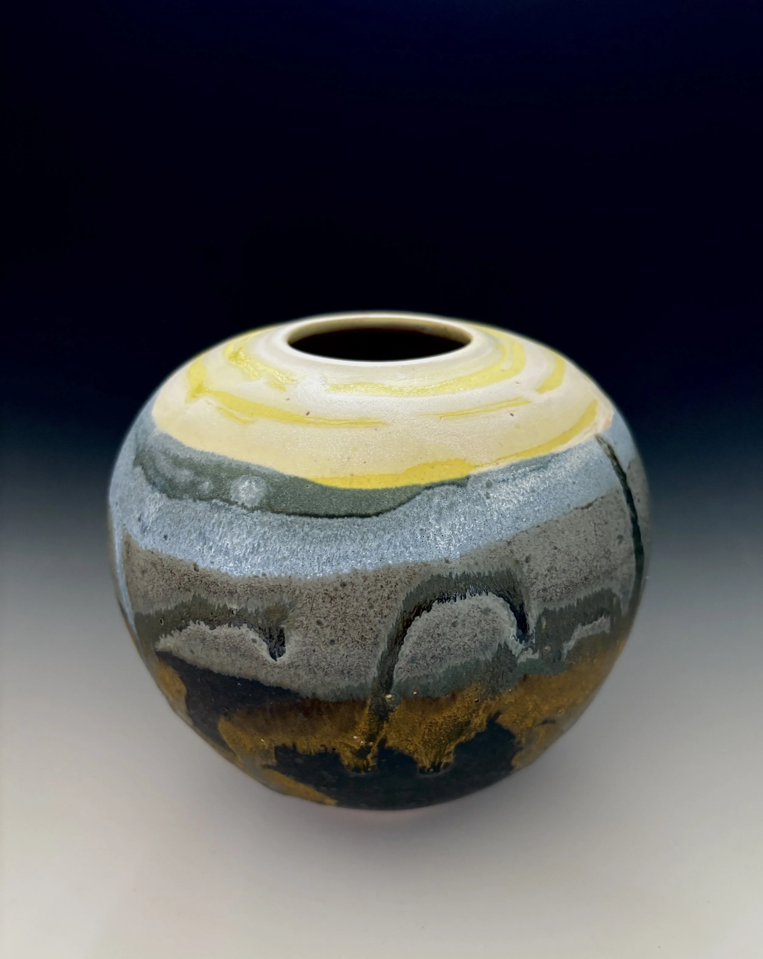 Vessel late summer landscape; 5.5" tall; $125