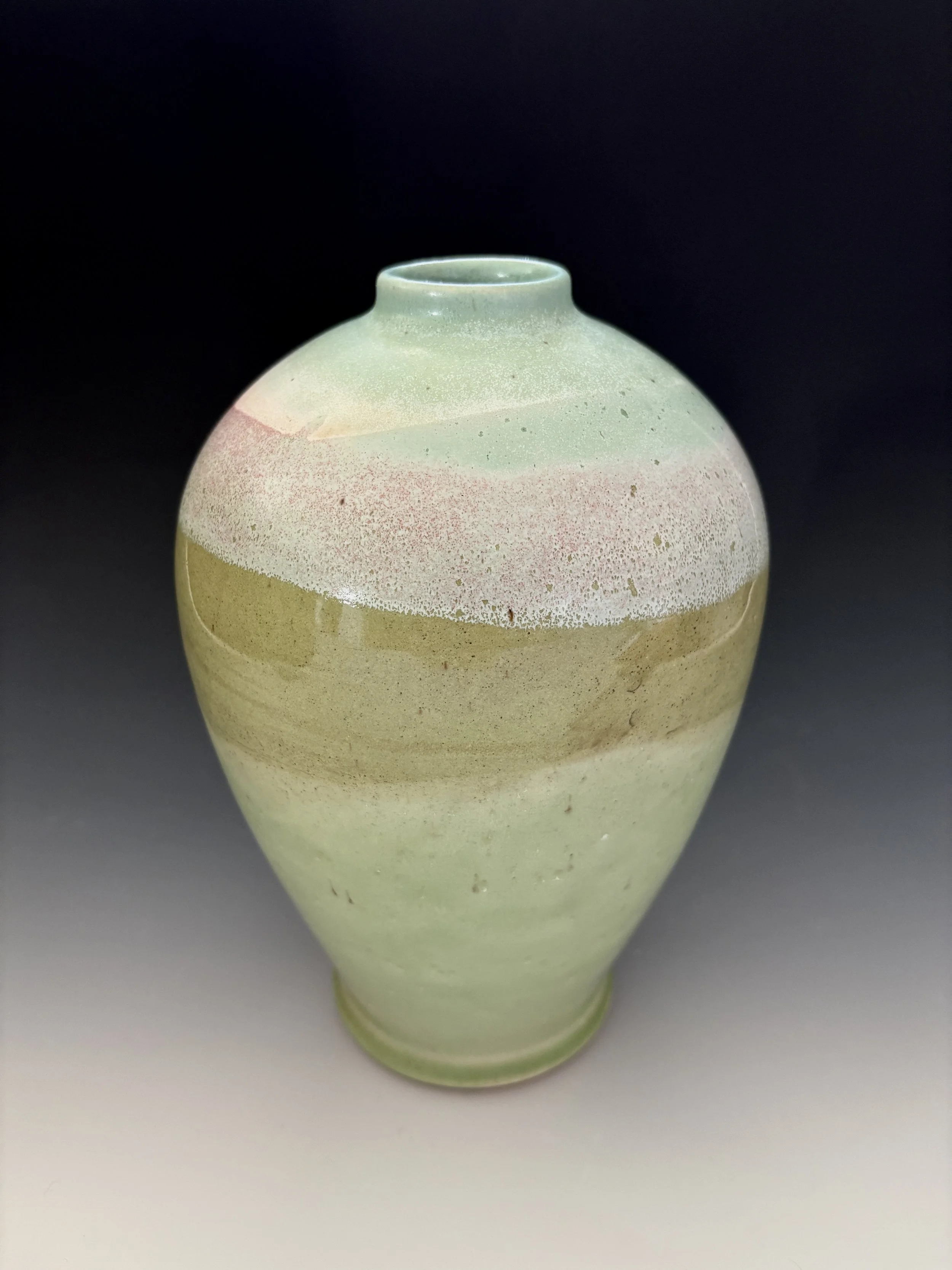Vessel with ocean scape; 9" tall; $195