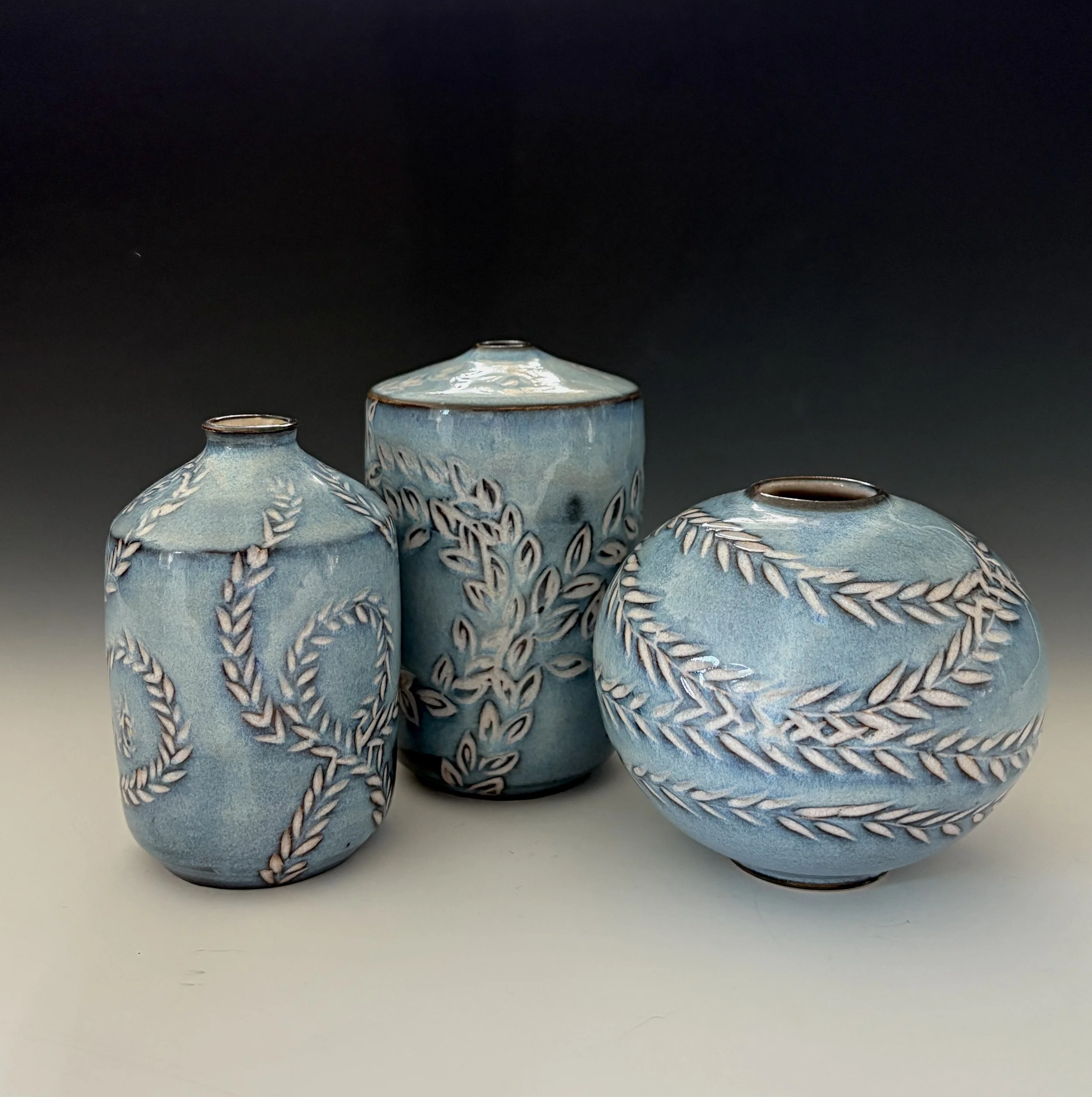 Midnight Vine bud vases; 3.5"-4" tall; $55-$80