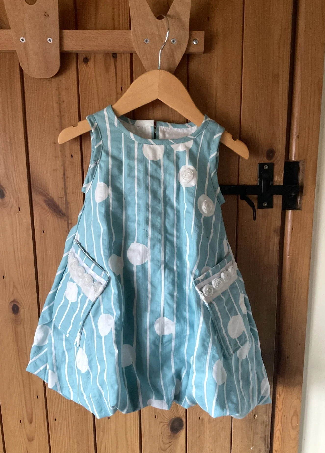 VINTAGE 'Abstract Spot and Stripes' balloon hem party dress age 3 years (Free P&P)
