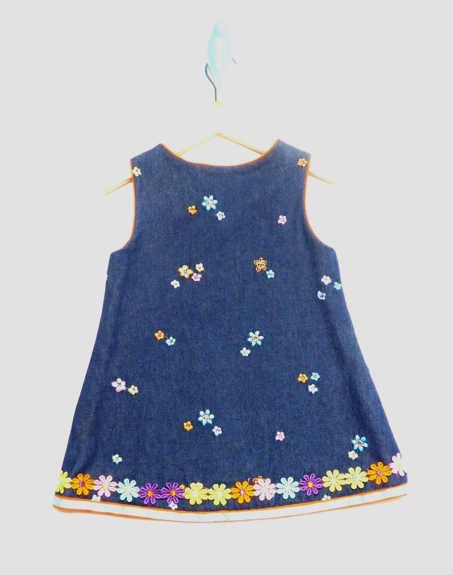 embroidered denim pinafore dress Native Embroidered Denim Pinafore Dress