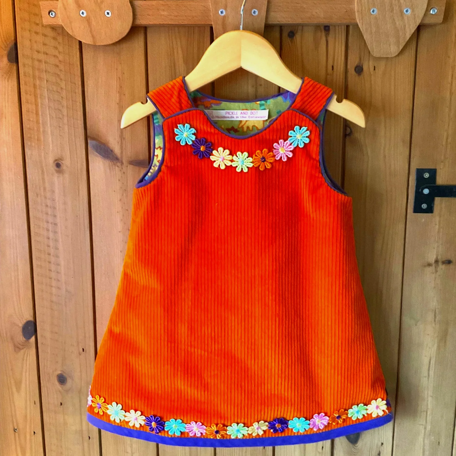 orange pinafore dress Girl Linen Button Front Pinafore Dress