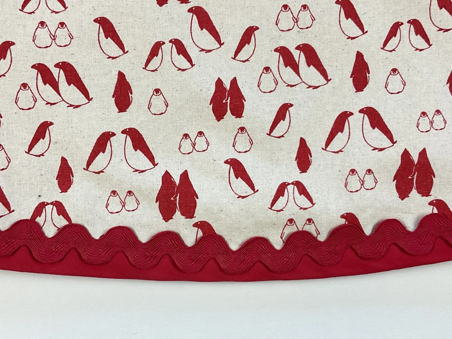 kissing penguins red dress hem trim rw.jpg