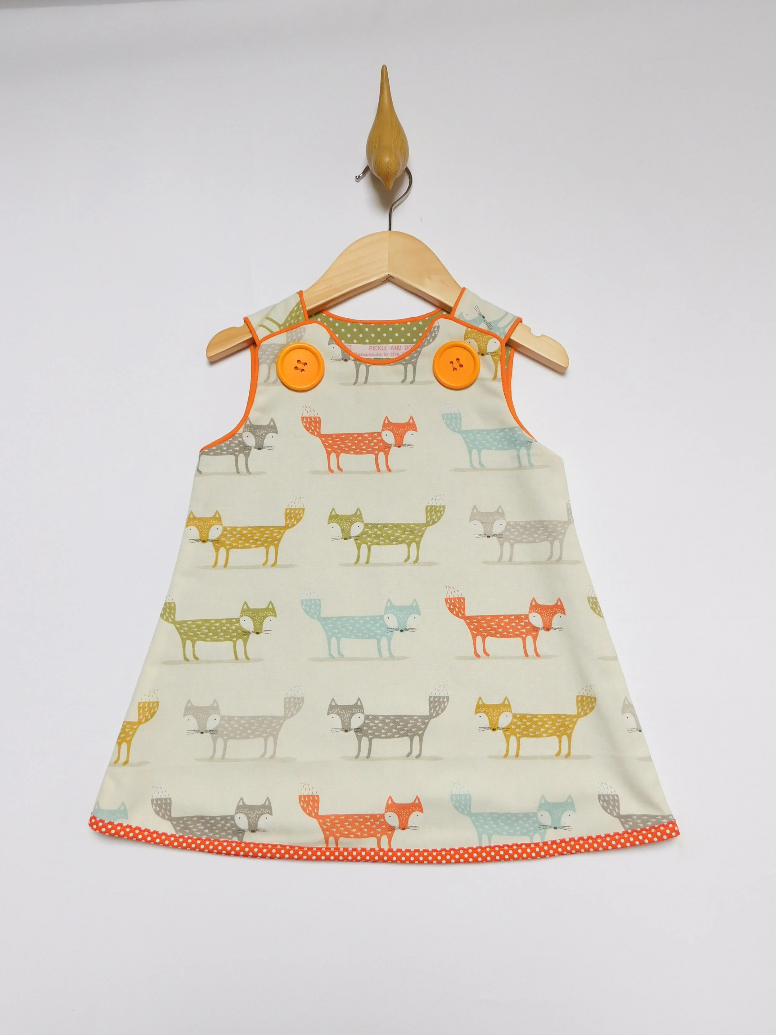 ‘Foxy 1’ girl’s pinafore dress   *Age 2-3 years  (Free P&P)