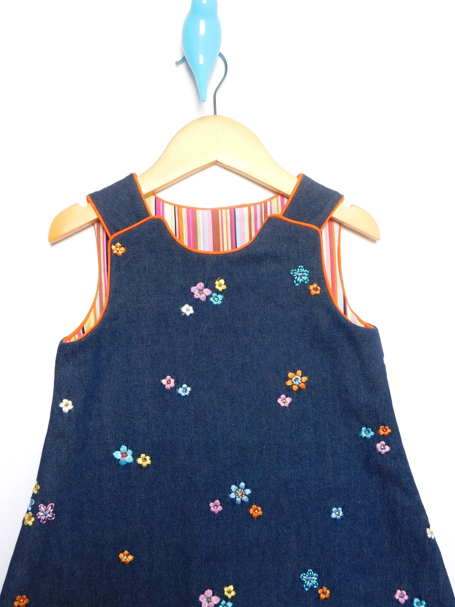 embroidered denim pinafore dress Native Embroidered Denim Pinafore Dress