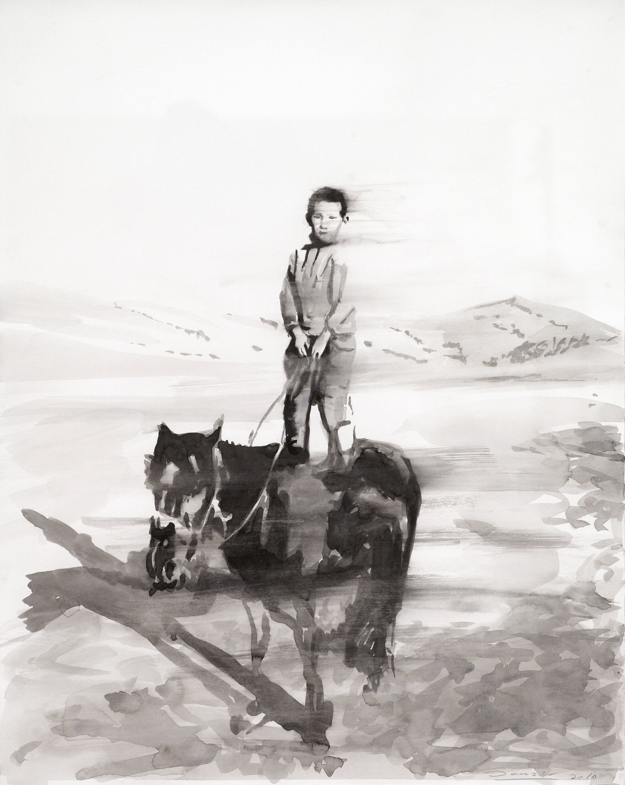   Study for Boy and Horse , 2010 Watercolor on Paper, 46.5 x 37 cm Private collection 