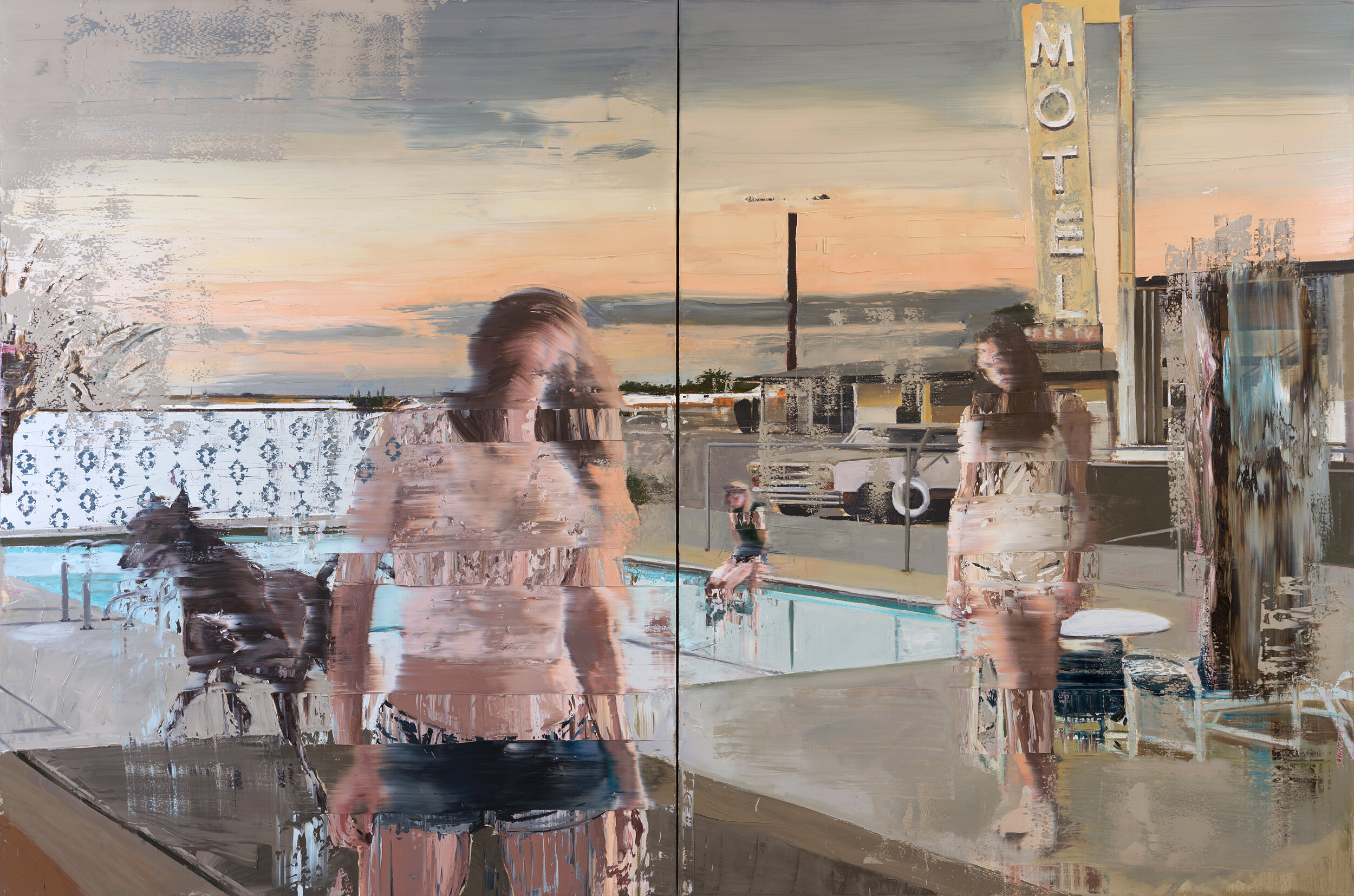   The Pool I,  2018                                                                                                         Oil on canvas, 200 x 300 cm                                                                                          Private c
