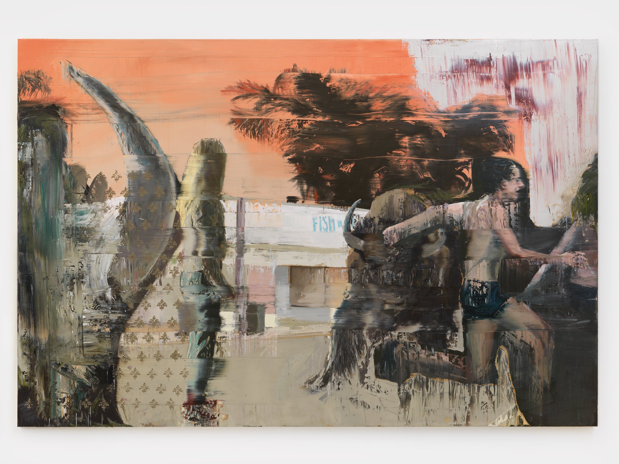   Buffalo Dusk , 2022,                                                                                       Oil on canvas, 200 x 300 cm   