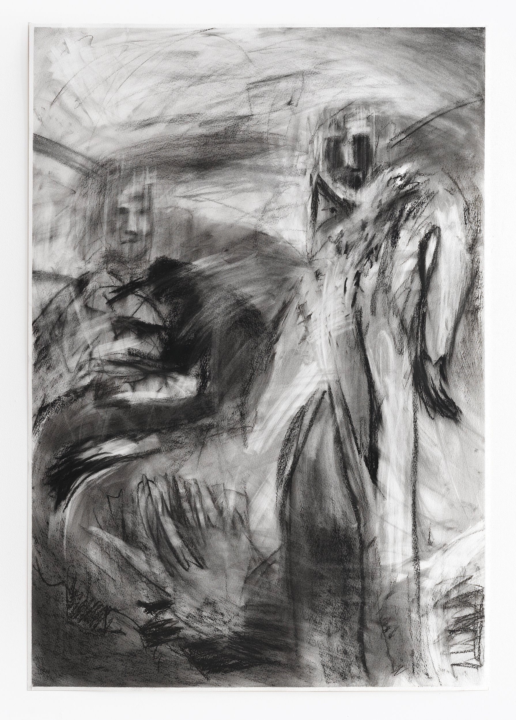   Study for Zwei Gestalten #I , 2023                                                         Charcoal on paper, 110 x 75 cm 