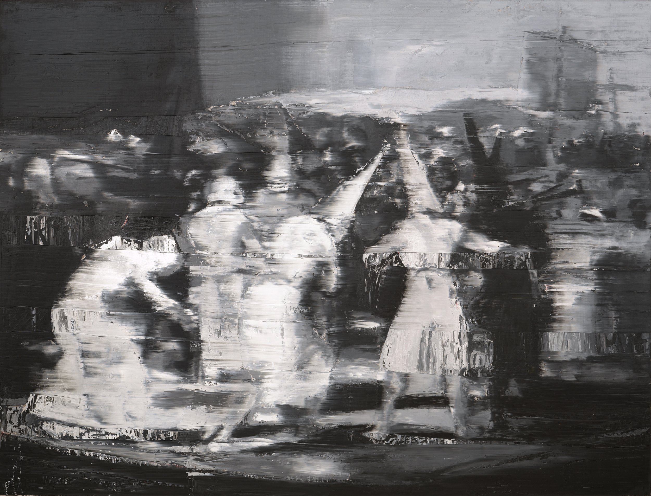   Goya's Fire IV,  2020, After Francisco                                                                    de Goya's A Procession of Flagellants                                                           Oil on canvas, 190 x 250 cm 