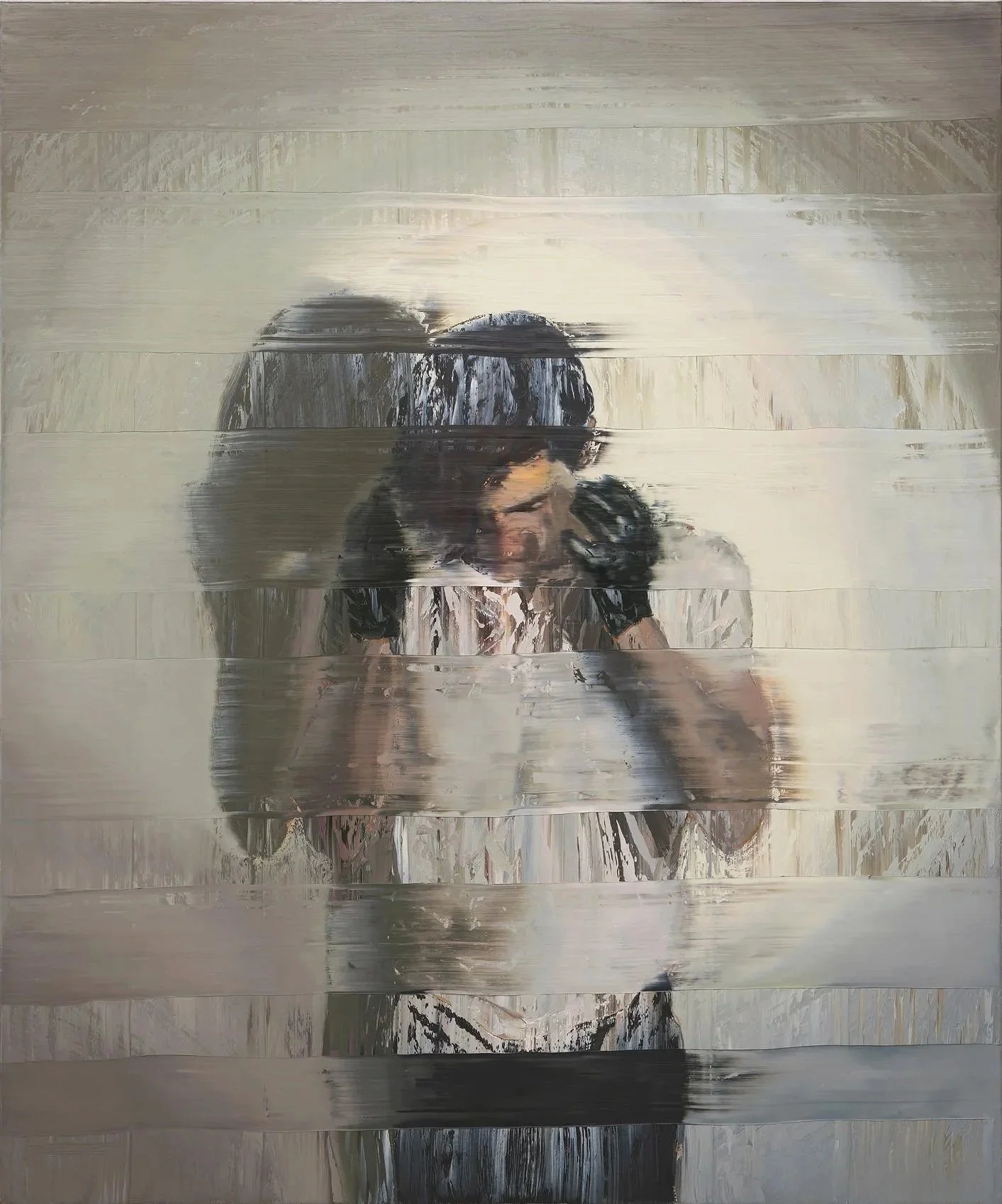  Black Hands Holding In Front, 2026                                                         Oil on canvas, 180 x 150 cm 