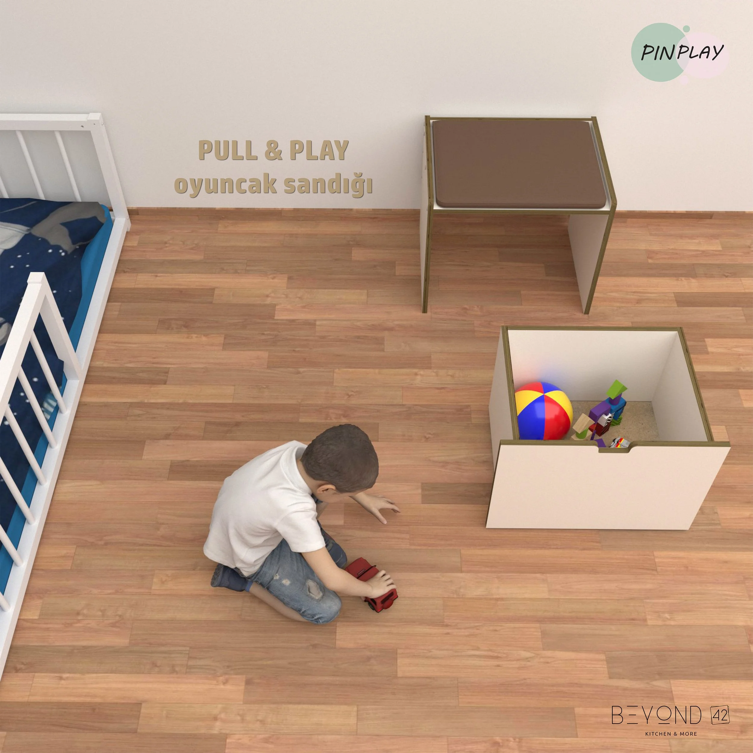 PinPlay - Pull & Play Oyuncak sandığı [tekerlekli]