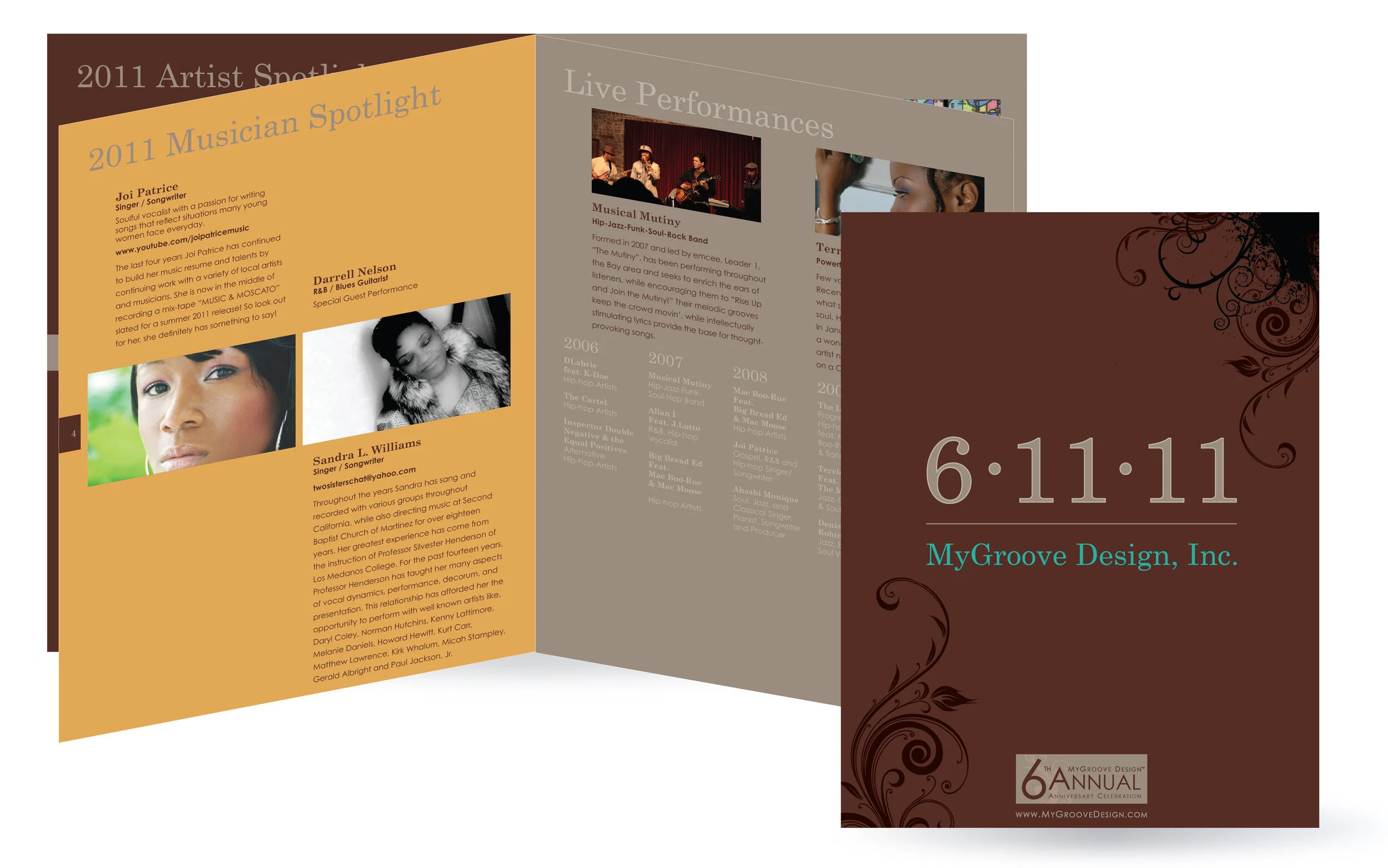 Promotional Event Collateral : 8 Page Brochure - MyGroove Design, Inc Anniversary Celebration - Oakland, CA