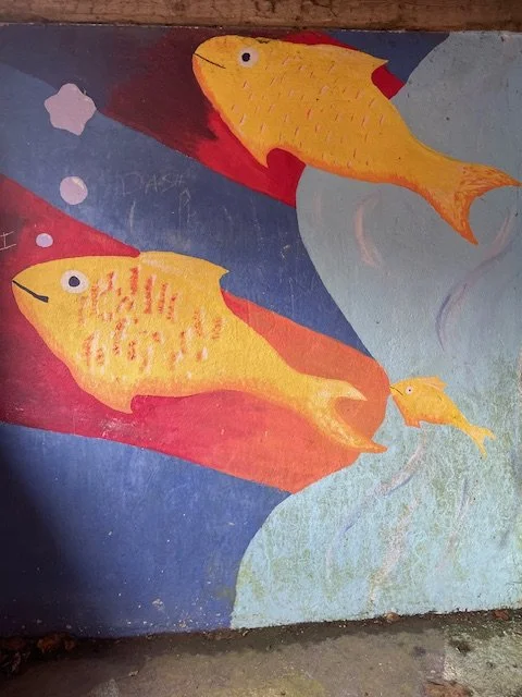 Bus shelter interior before painting - Susan Rees