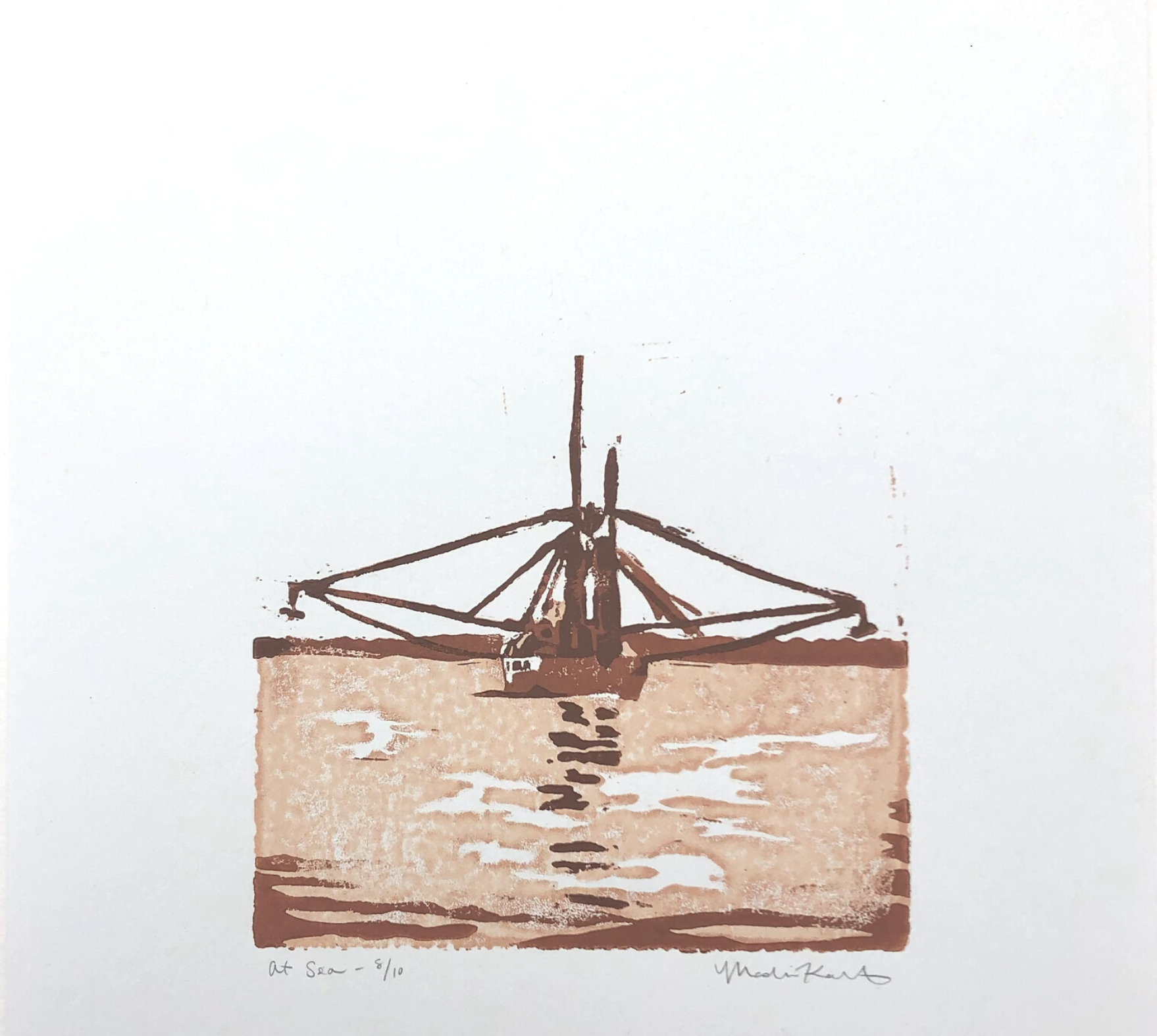 At Sea - 8/10, Ink on paper,  4 x 6"