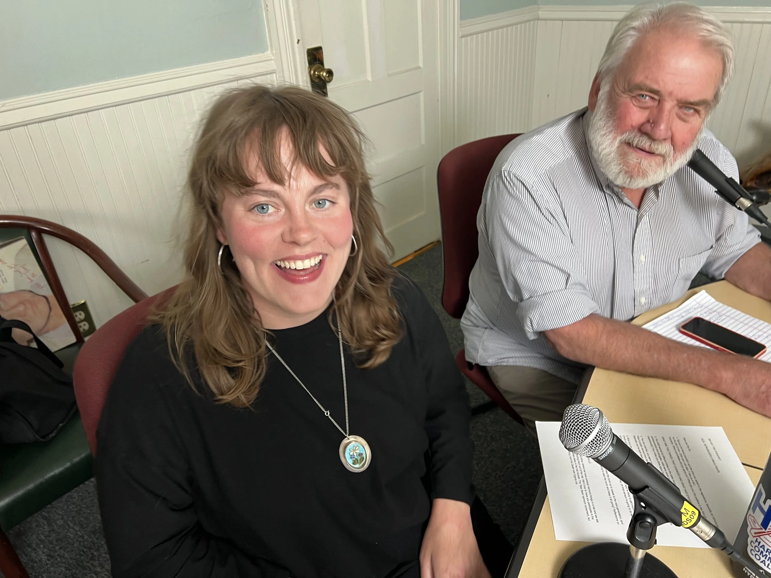 Senator McCormack and White recording out podcast