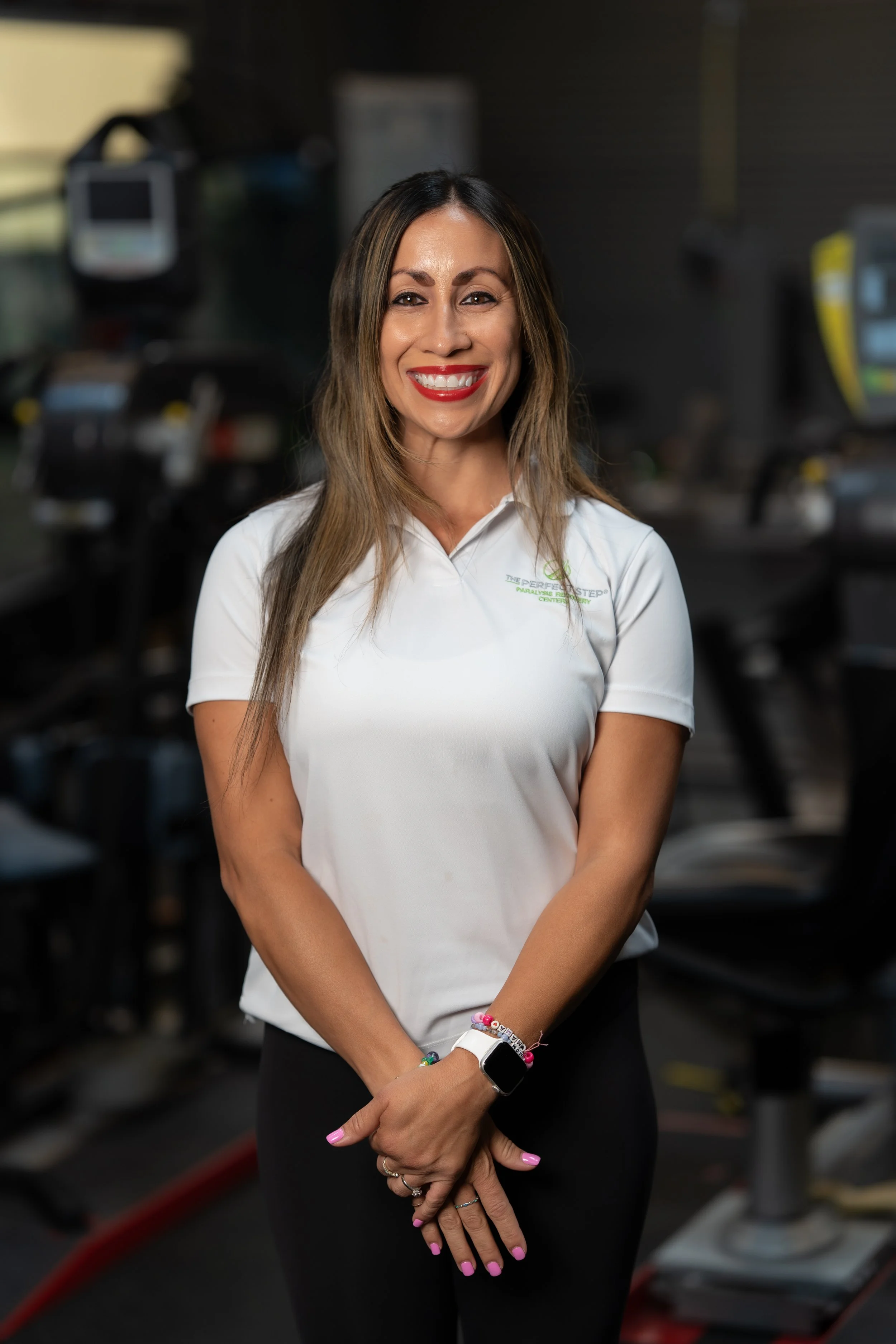 A woman trainer at The Perfect Step.