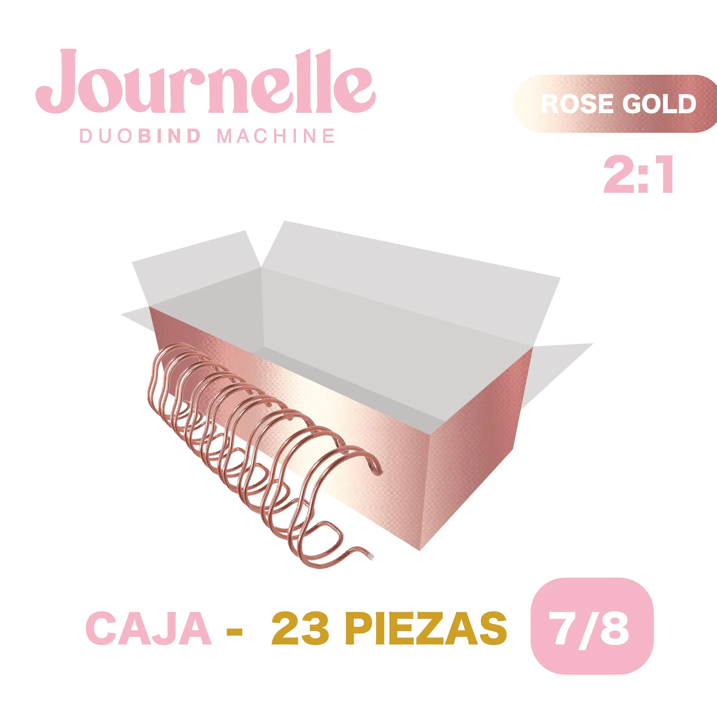 CAJA ESPIRALES ROSE GOLD 7/8'' 23 PZ