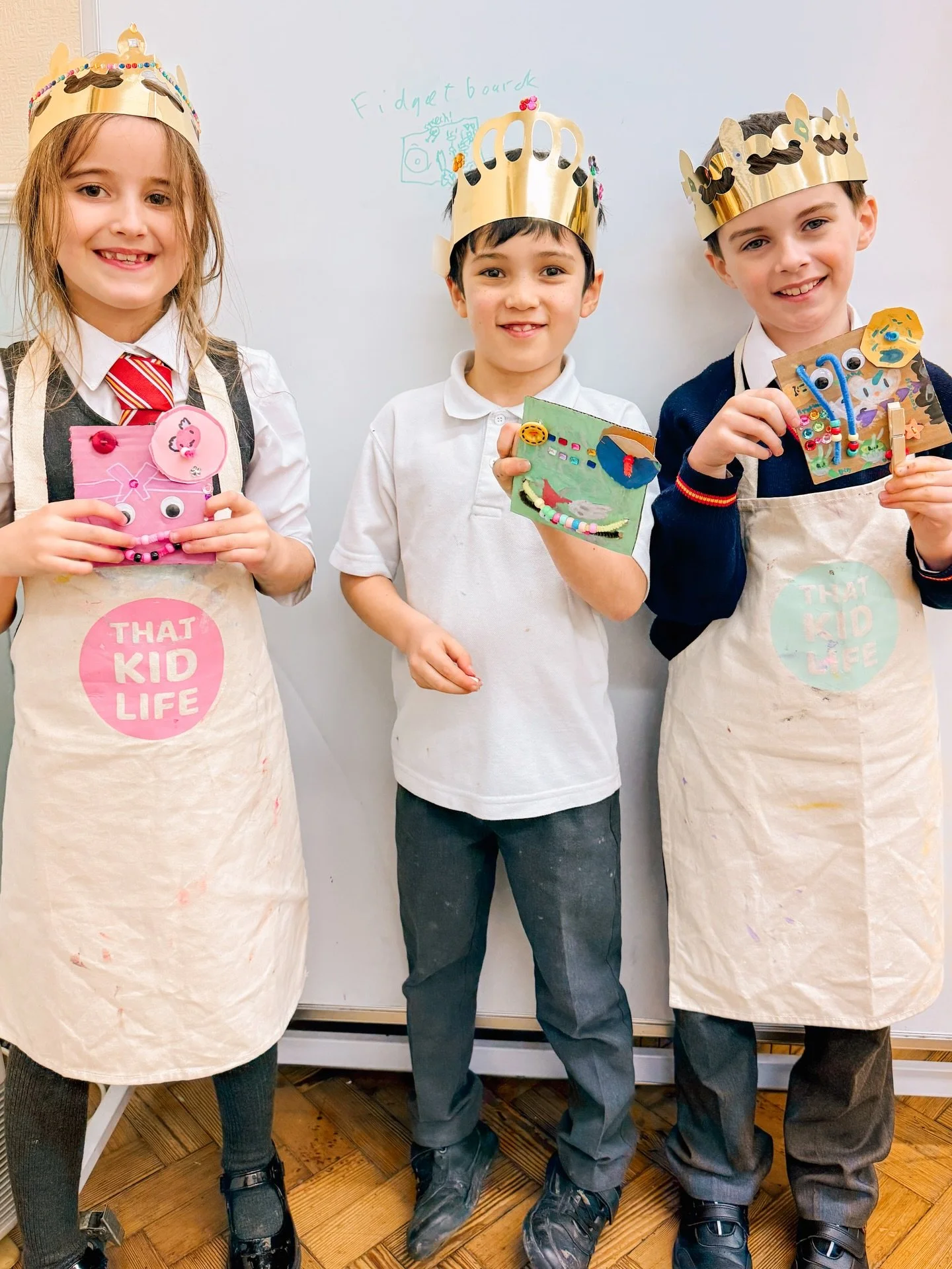 Hands and minds were hard at work as the children designed and created their own cardboard fidget boards. 

They developed fine motor skills by carefully threading beads onto pipe cleaners, planned and followed a theme for their designs and used prob