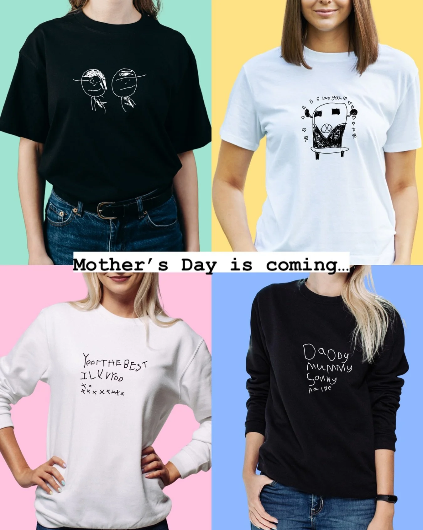 This is your cue to forward this post to the Mother&rsquo;s Day present buyer in your family&hellip; 

T-shirts and jumpers personalised with your child&rsquo;s writing or drawings are perfect for celebrating your little one&rsquo;s creativity with a