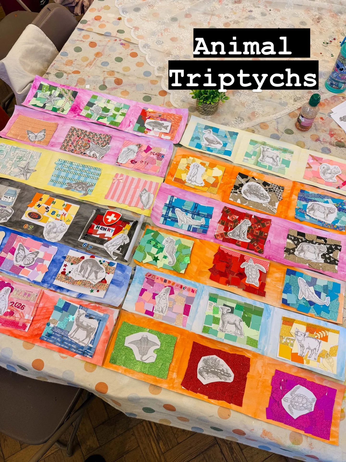 Last after school create club of the term 🎨✨

Today artists created a mixed media triptych - a series of three small artworks designed to work beautifully together. They experimented with textures and colour choices to bring their ideas to life&hell