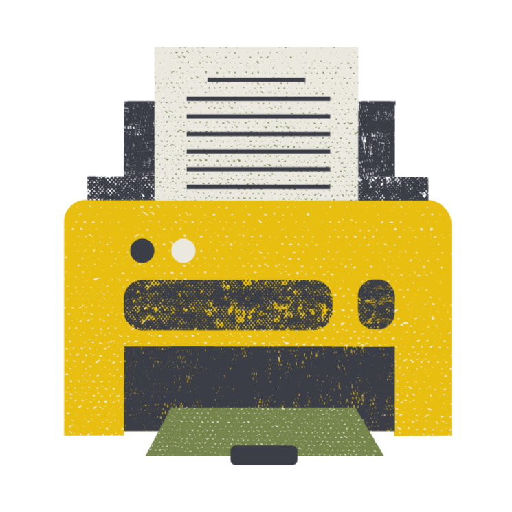 Geometric drawing of an outline square with sections divided by vertical, horizontal, and half circle lines.