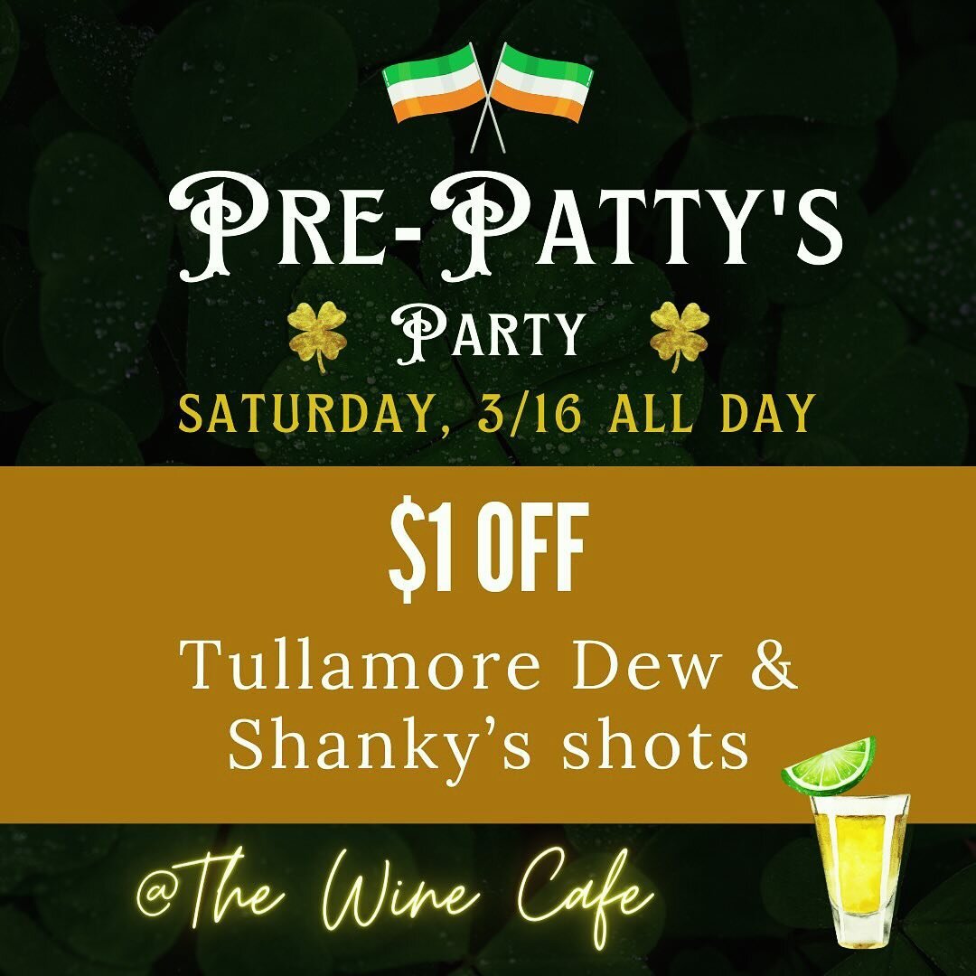 Our pre party St. Patty&rsquo;s Day deals from yesterday will continue through today! #sl&aacute;inte