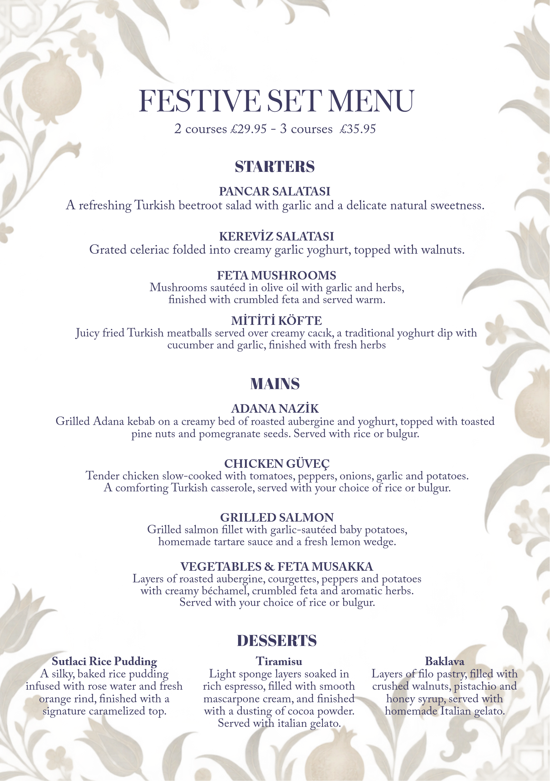 Chirstmas Menu