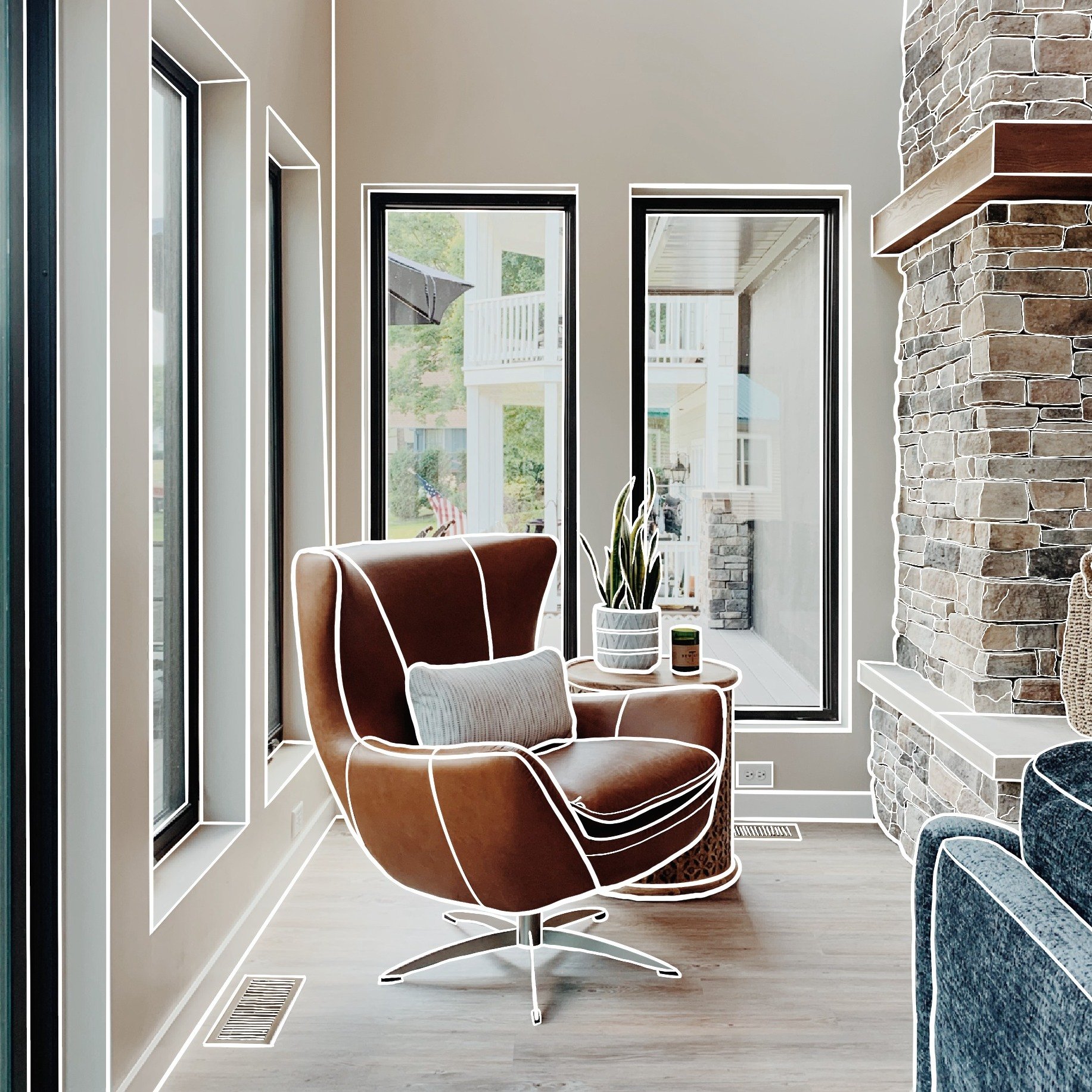 this chair is a favorite at DesignFive 🫶 the clean lines, combination of materials, and serene setting make this one of our best furniture arrangements. 
.
.
.
#designfive #pittsburgh #pittsburghinteriordesigner #pittsburghinteriors #interiordesign 