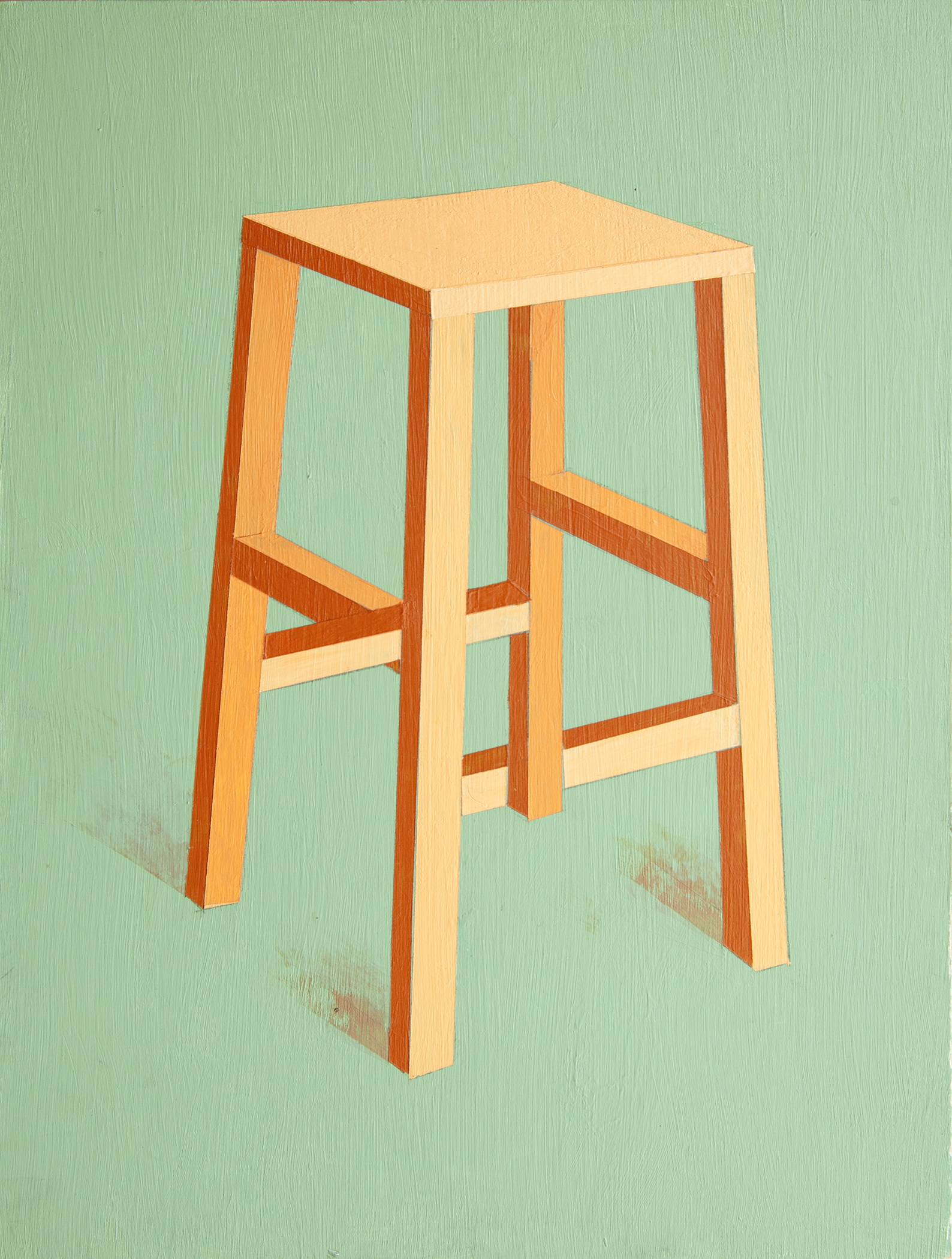 Saddle Seat Stool, 9 x 12 in., Acrylic on Cradled Panel, 2025