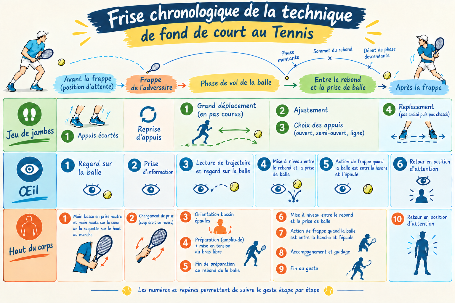FRISE CHRONOLOGIQUE DE LA TECHNIQUE DE FOND DE COURT AU TENNIS