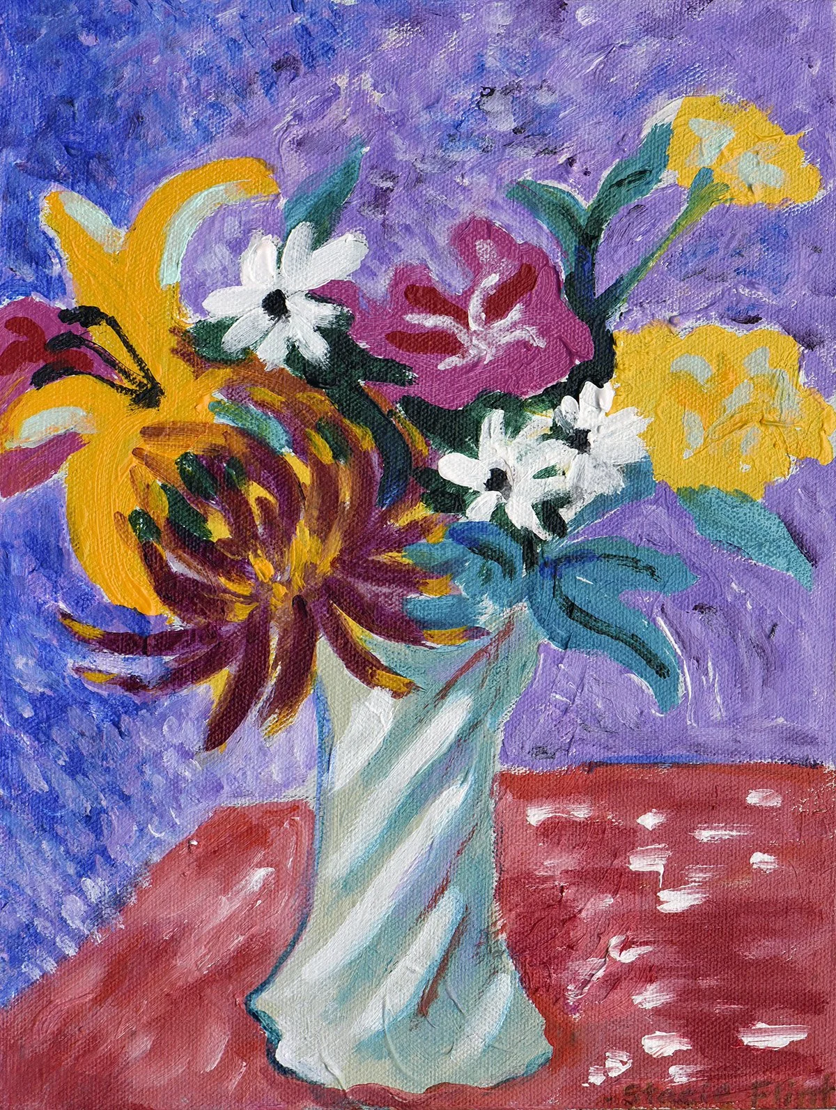 Bouquet in a Swirling Vase • 12" x 9" • 2025 • $300